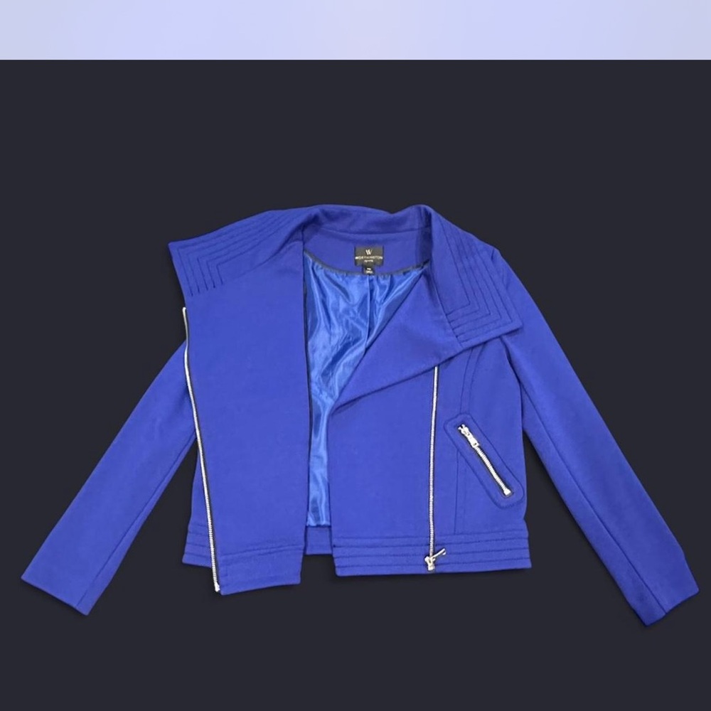 Worthington Royal Blue Moto jacket women’s size Petite Medium - Picture 7 of 7